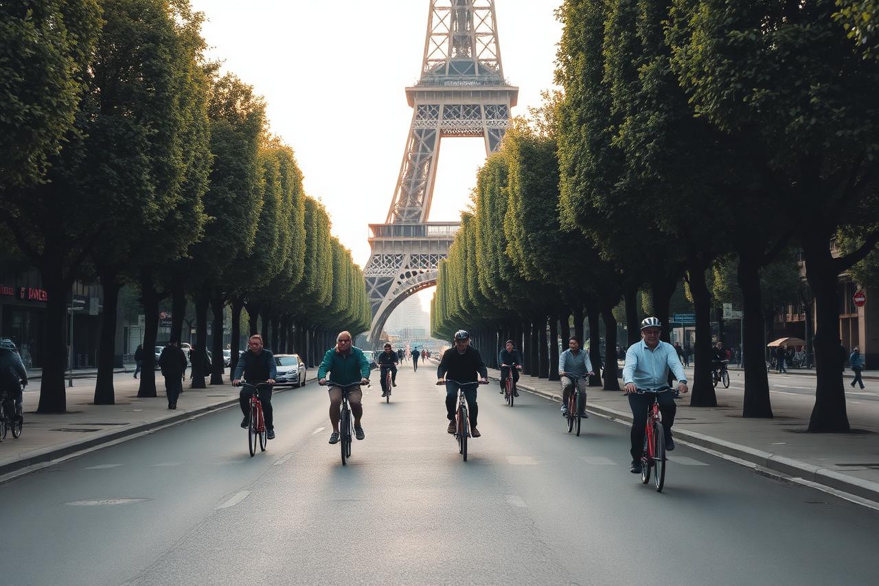 Cycling in Paris, France
